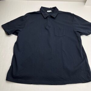 Sunspel Navy Blue Riviera Short Sleeve Polo Shirt